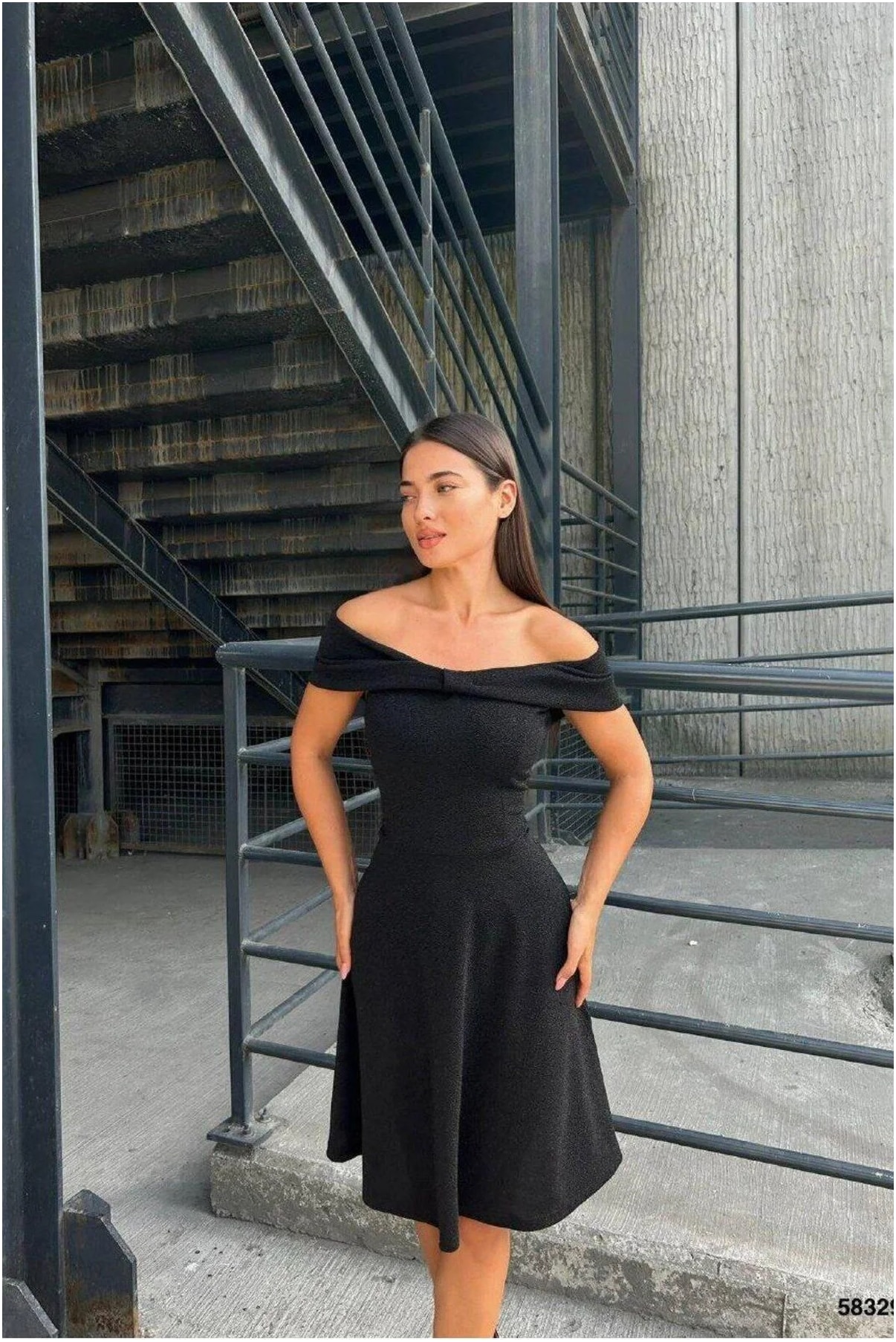 Kadın Yaka Abiye Madonna Elbise Şık Görsel 14
