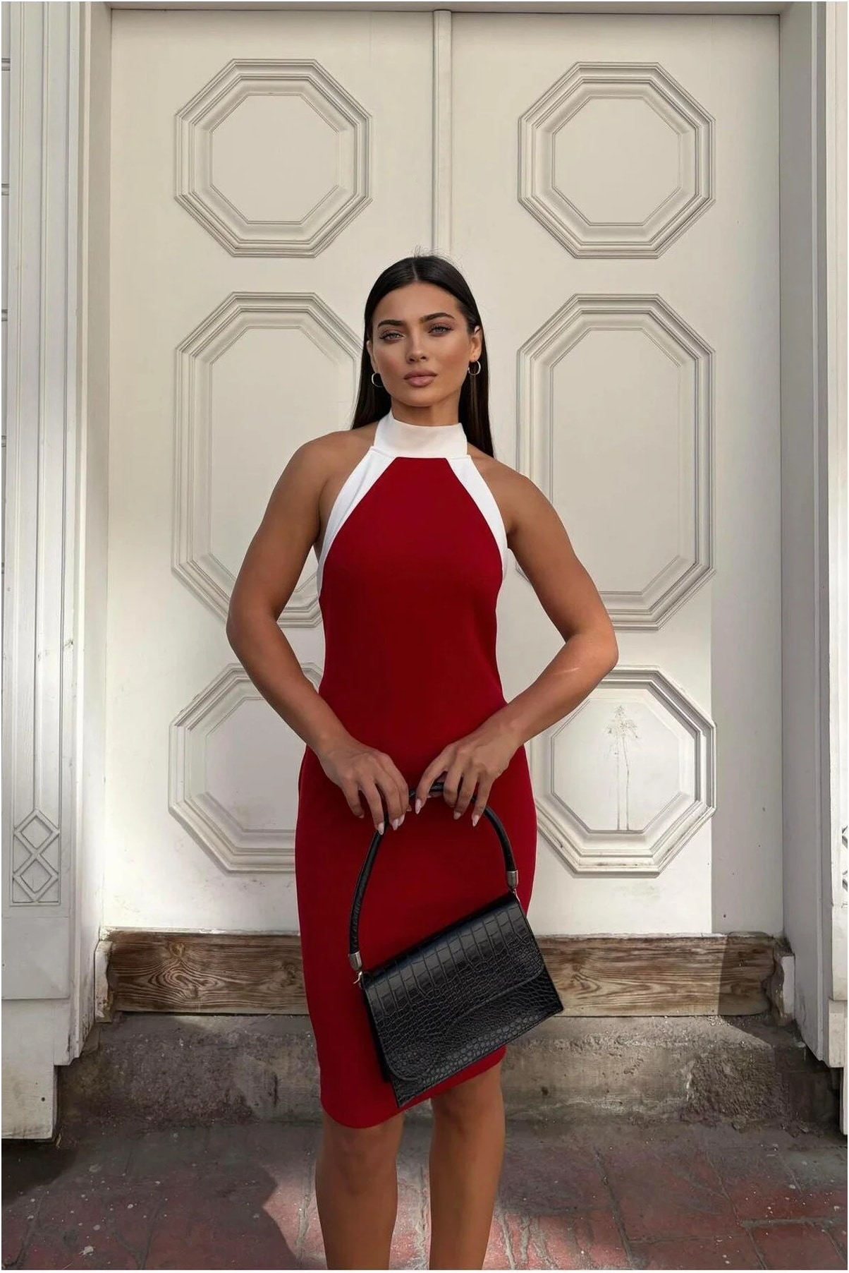 Balıkçı Yaka Kesim Abiye Balık Elbise Görsel 2